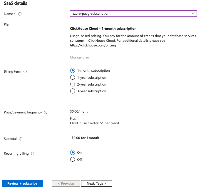 Форма информации о регистраци�и ClickHouse Cloud