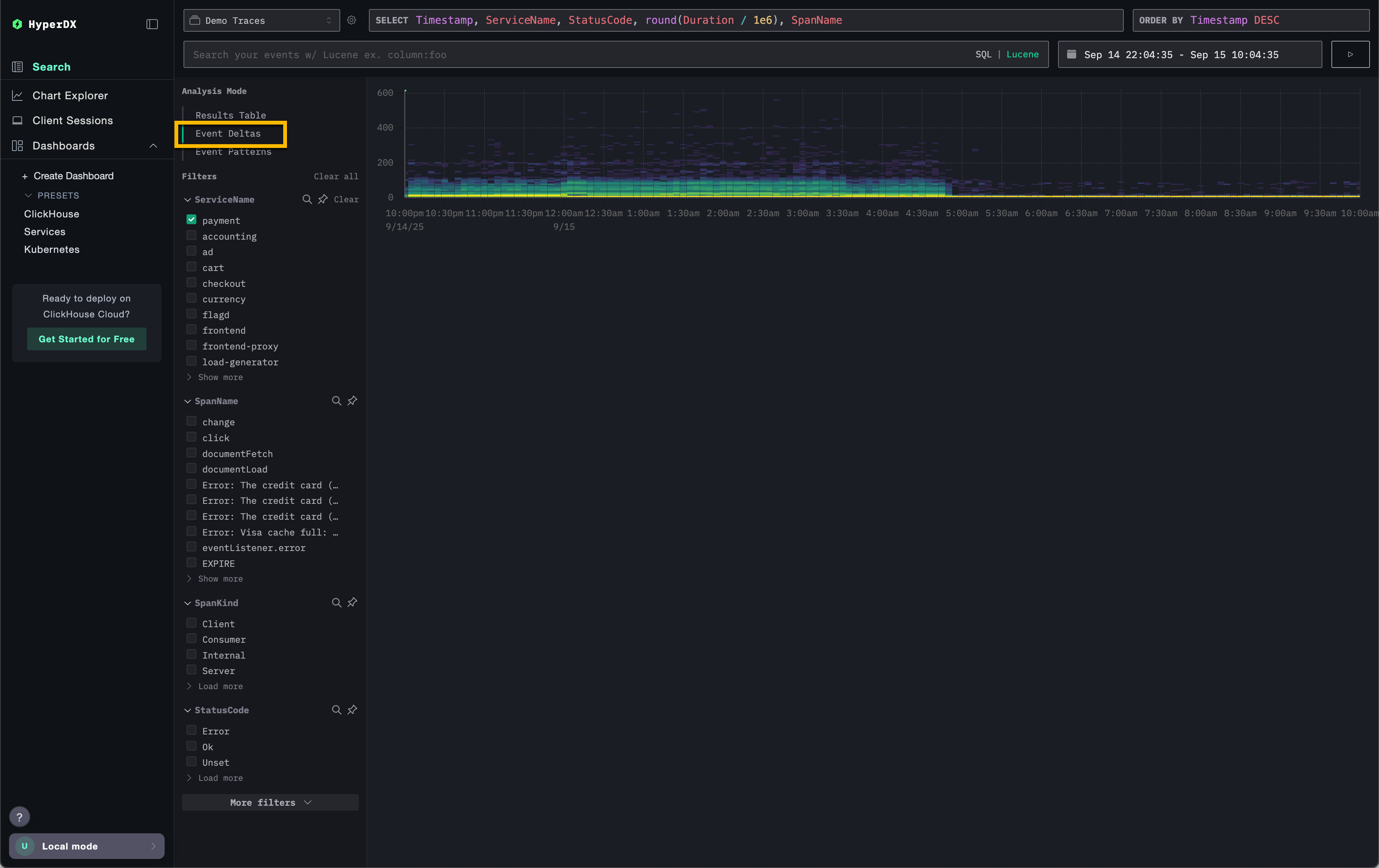Event Deltas not selected