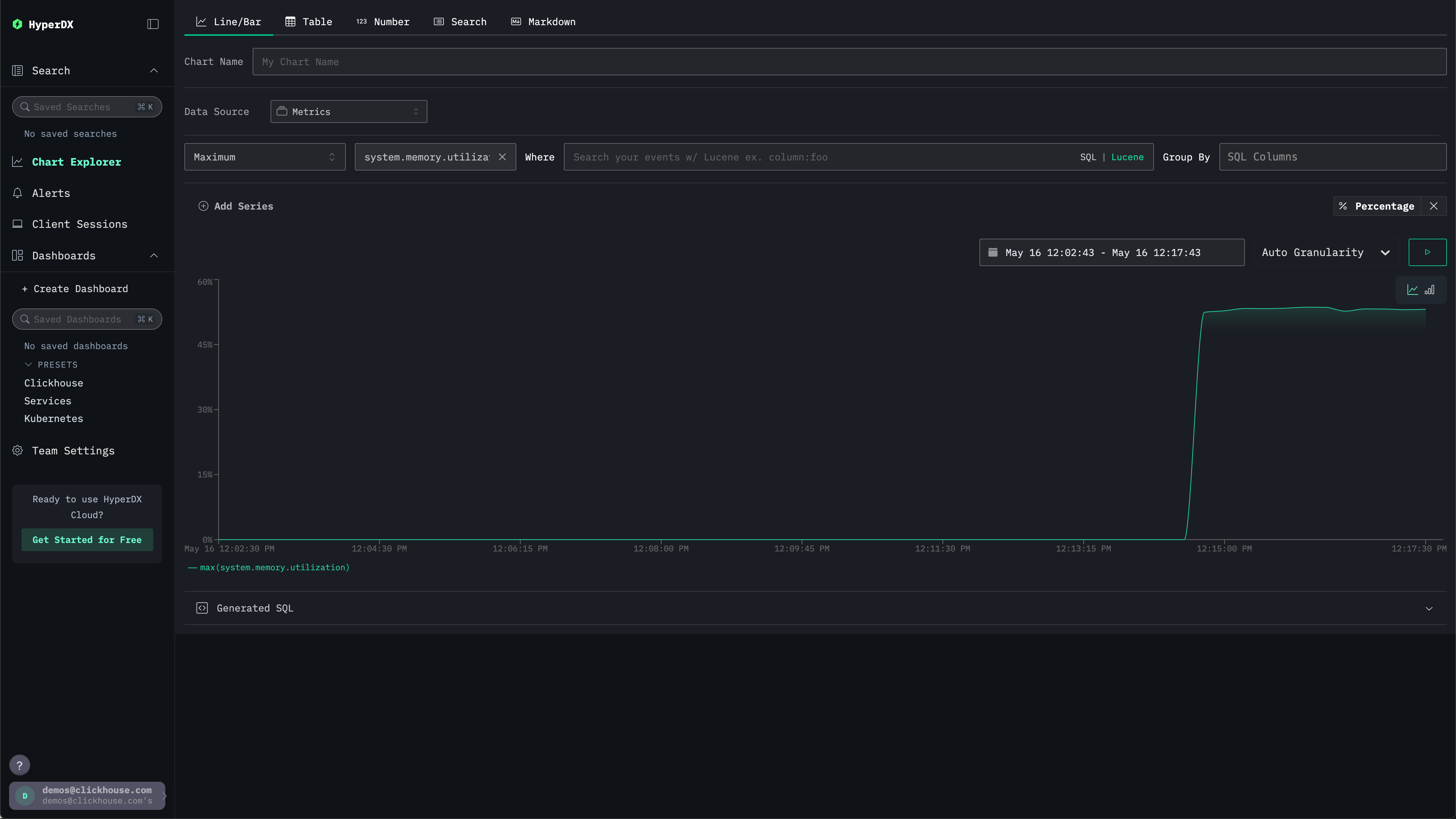 Процент памяти со временем