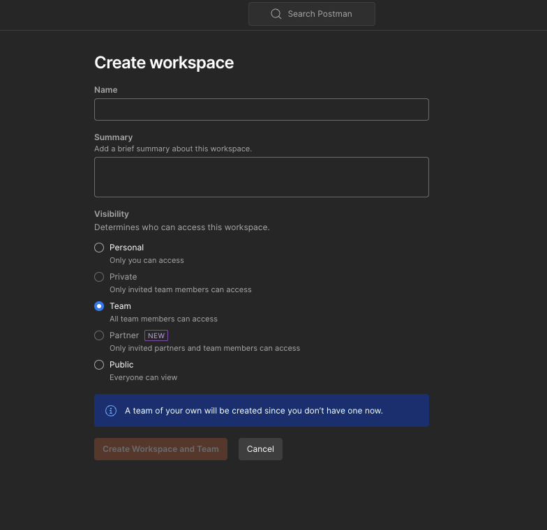 Создание рабочей области